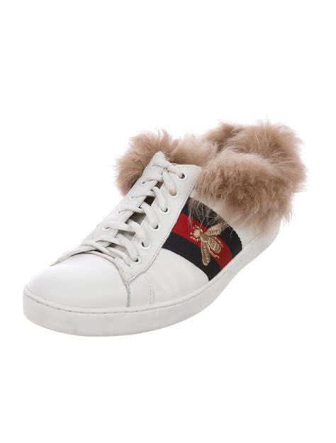 gucci sneaker with fur|leather gucci sneakers.